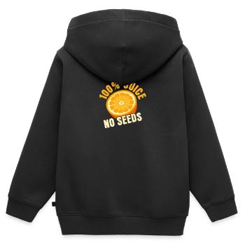 100% Saft ohne Kerne - Kinder Premium Organic Zip Hoodie - Schwarz - Hinten - AI Model Kid Male (0cm)