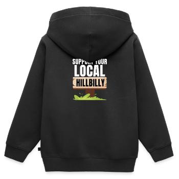 Unterstützen Sie Ihren lokalen Hillbilly - Kinder Premium Organic Zip Hoodie - Schwarz - Hinten - AI Model Kid Male (0cm)