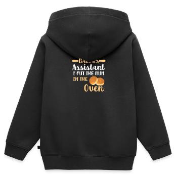 Bäckergehilfe Ich stecke das Brötchen in den Ofen - Kinder Premium Organic Zip Hoodie - Schwarz - Hinten - AI Model Kid Male (0cm)