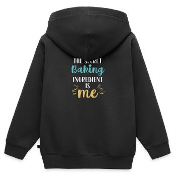 Die geheime Zutat zum Backen bin ich - Kinder Premium Organic Zip Hoodie - Schwarz - Hinten - AI Model Kid Male (0cm)