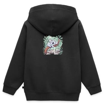 Ruhe ist produktiv - Kinder Premium Organic Zip Hoodie - Schwarz - Hinten - AI Model Kid Male (0cm)