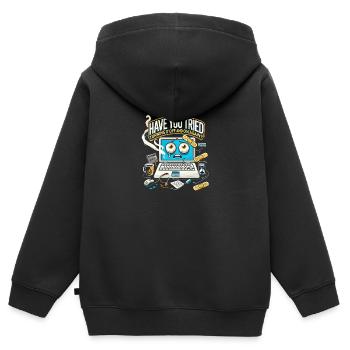 Haben Sie versucht, das Gerät aus- und wieder einz - Kinder Premium Organic Zip Hoodie - Schwarz - Hinten - AI Model Kid Male (0cm)