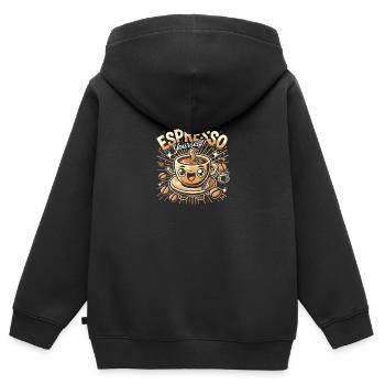 Espresso Selber machen - Kinder Premium Organic Zip Hoodie - Schwarz - Hinten - AI Model Kid Male (0cm)