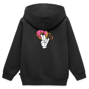 idiot embarrassant sarcasme nerd geek beignet - Sweat Premium à capuche zippé enfant bio - noir - Dos - AI Model Kid Male (0cm)