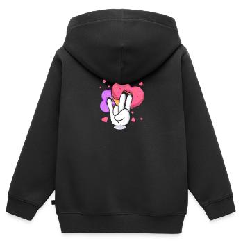idiot embarrassant sarcasme nerd geek beignet - Sweat Premium à capuche zippé enfant bio - noir - Dos - AI Model Kid Male (0cm)