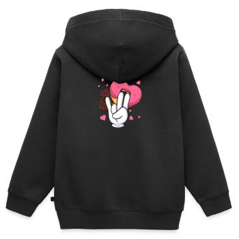 idiot embarrassant sarcasme nerd geek beignet - Sweat Premium à capuche zippé enfant bio - noir - Dos - AI Model Kid Male (0cm)