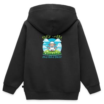 Stay Calm And Herd Sheep Zen Meditation Sheep - Kinder Premium Organic Zip Hoodie - Schwarz - Hinten - AI Model Kid Male (0cm)