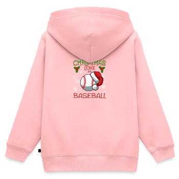 Joueur de baseball équipe club Noël amour - Sweat Premium à capuche zippé enfant bio - rose - Dos - AI Model Kid Female (0cm)