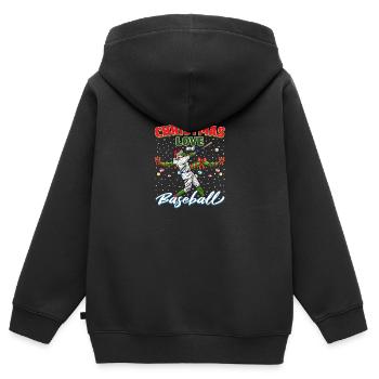 Joueur de baseball équipe club Noël amour - Sweat Premium à capuche zippé enfant bio - noir - Dos - AI Model Kid Male (0cm)