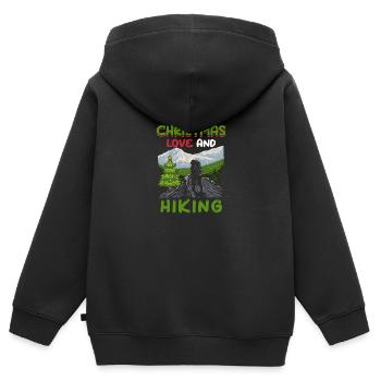 Frohes Fest Weihnachten, Liebe & Wandern - Kinder Premium Organic Zip Hoodie - Schwarz - Hinten - AI Model Kid Male (0cm)
