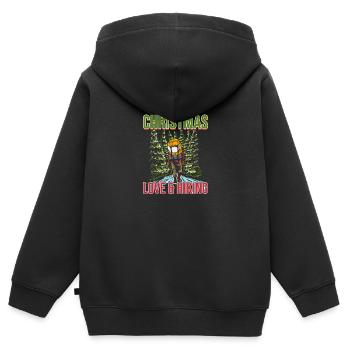 Frohes Fest Weihnachten, Liebe & Wandern - Kinder Premium Organic Zip Hoodie - Schwarz - Hinten - AI Model Kid Male (0cm)