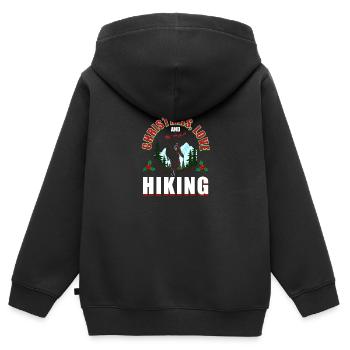 Frohes Fest Weihnachten, Liebe & Wandern - Kinder Premium Organic Zip Hoodie - Schwarz - Hinten - AI Model Kid Male (0cm)