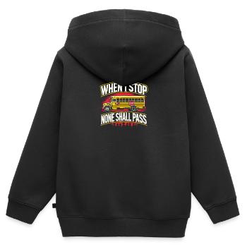 Wenn ich anhalte, wird niemand vorbeikommen - Kinder Premium Organic Zip Hoodie - Schwarz - Hinten - AI Model Kid Male (0cm)