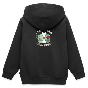 Ich habe diesen Oberarmknochen gefunden - Kinder Premium Organic Zip Hoodie - Schwarz - Hinten - AI Model Kid Male (0cm)