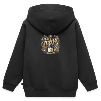 Hallo Dreißig - Kinder Premium Organic Zip Hoodie - Schwarz - Hinten - AI Model Kid Male (0cm)