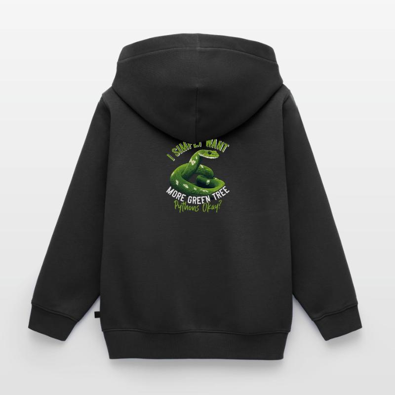 Python arborescent vert Sweat Premium à capuche zippé enfant bio