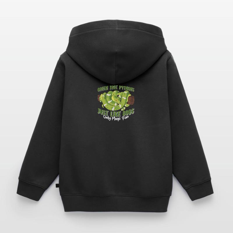 Python arborescent vert Sweat Premium à capuche zippé enfant bio