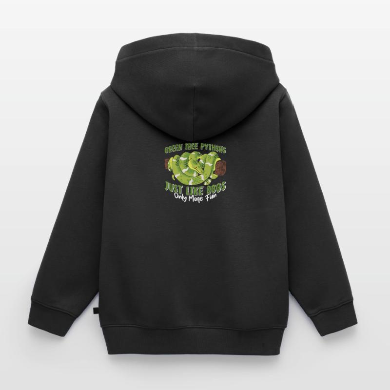 Green Tree Python Kids Premium Organic Zip-up Hoodie