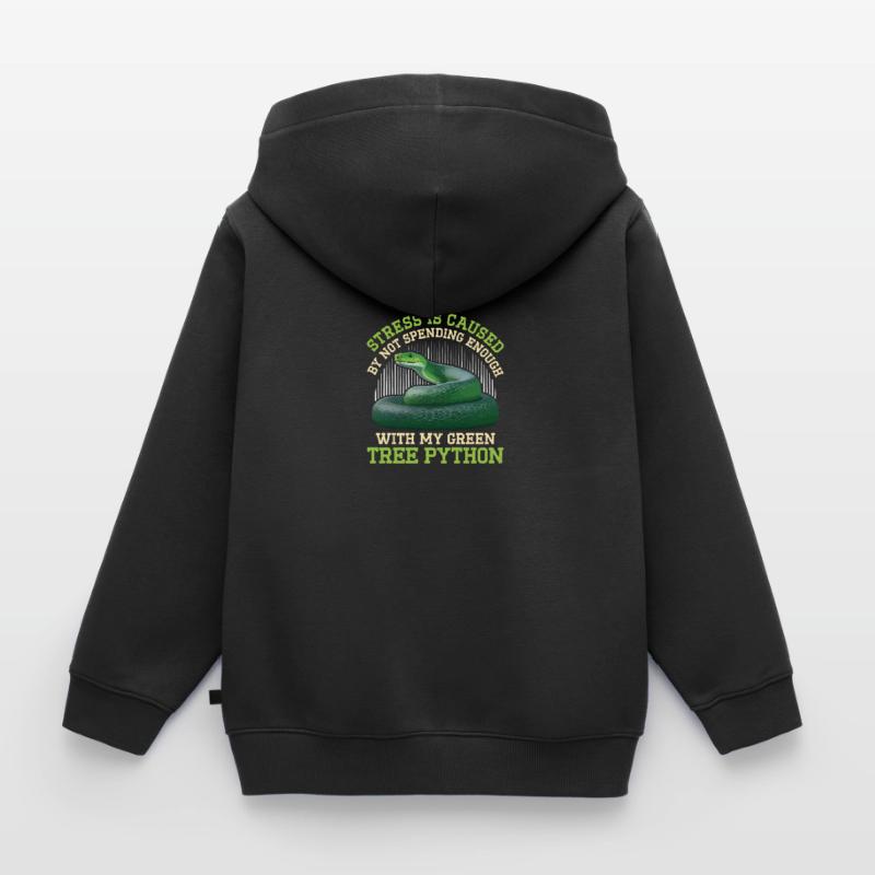 Python arborescent vert Sweat Premium à capuche zippé enfant bio