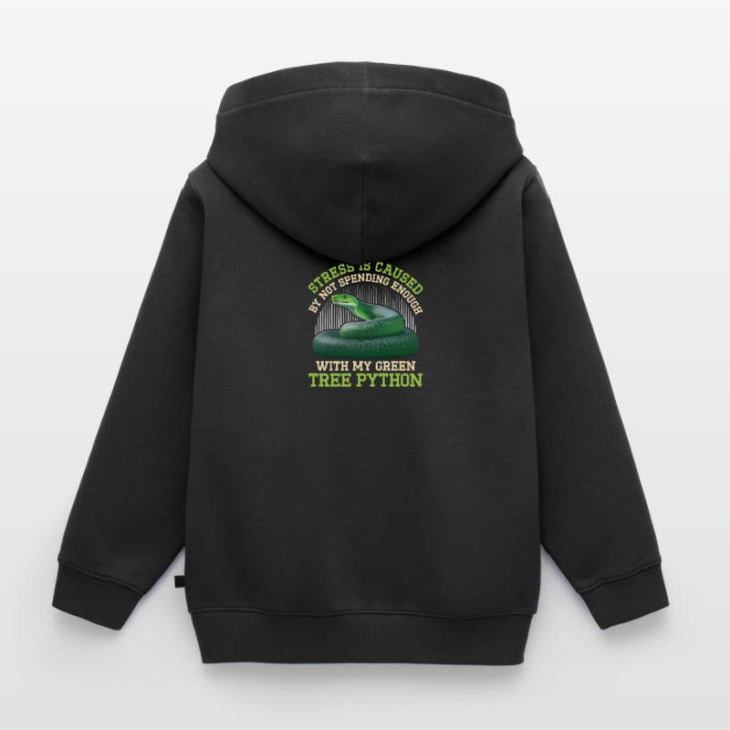 Python arborescent vert Sweat Premium à capuche zippé enfant bio