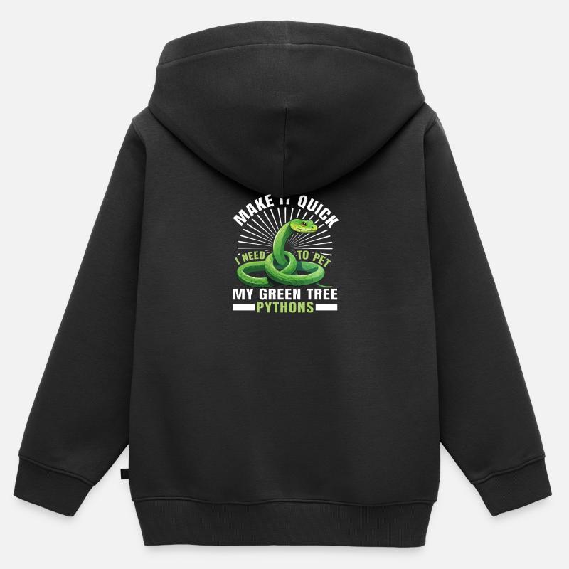 Green Tree Python - Kids Premium Organic Zip-up Hoodie - black
