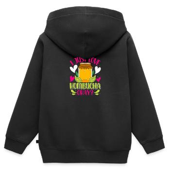 Boissons fermentées Kombucha Scoby - Sweat Premium à capuche zippé enfant bio - noir - Dos - AI Model Kid Male (0cm)