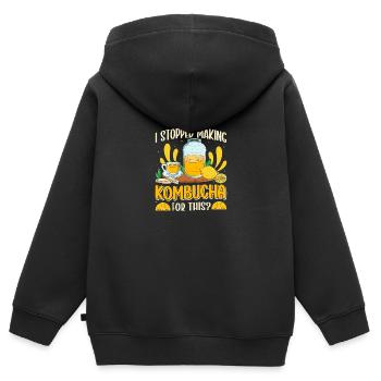 Kombucha Scoby fermented drinks - Kinder Premium Organic Zip Hoodie - Schwarz - Hinten - AI Model Kid Male (0cm)