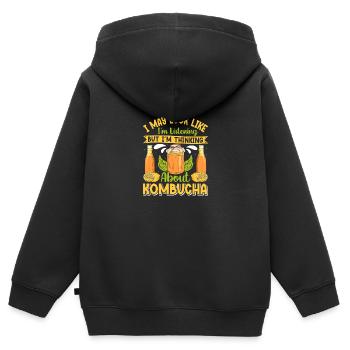 Kombucha Scoby fermented drinks - Kinder Premium Organic Zip Hoodie - Schwarz - Hinten - AI Model Kid Male (0cm)