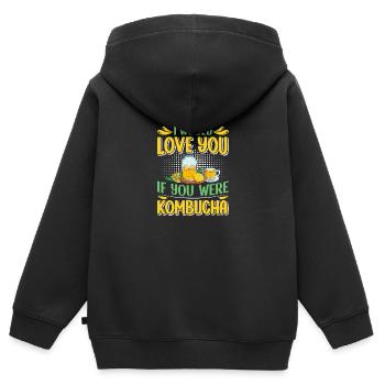 Boissons fermentées Kombucha Scoby - Sweat Premium à capuche zippé enfant bio - noir - Dos - AI Model Kid Male (0cm)
