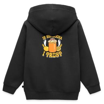 Kombucha Scoby fermented drinks - Kinder Premium Organic Zip Hoodie - Schwarz - Hinten - AI Model Kid Male (0cm)