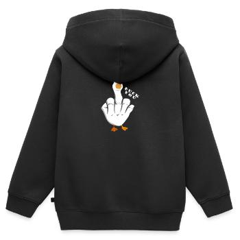 grossier drôle disant « Duck You » Tenue - Sweat Premium à capuche zippé enfant bio - noir - Dos - AI Model Kid Male (0cm)