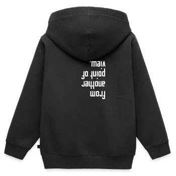 L’humour sur la tête : parfait pour les geeks et les nerds - Sweat Premium à capuche zippé enfant bio - noir - Dos - AI Model Kid Male (0cm)