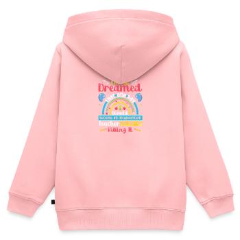 Enseignant d’intervention, Spécialiste de l’intervention - Sweat Premium à capuche zippé enfant bio - rose - Dos - AI Model Kid Female (0cm)