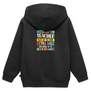Enseignant d’intervention, Spécialiste de l’intervention - Sweat Premium à capuche zippé enfant bio - noir - Dos - AI Model Kid Male (0cm)