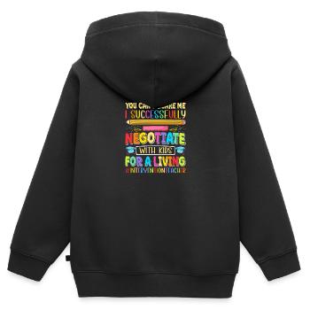 Enseignant d’intervention, Spécialiste de l’intervention - Sweat Premium à capuche zippé enfant bio - noir - Dos - AI Model Kid Male (0cm)