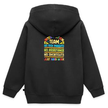 Enseignant d’intervention, Spécialiste de l’intervention - Sweat Premium à capuche zippé enfant bio - noir - Dos - AI Model Kid Male (0cm)