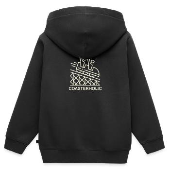 Coasterholic, Parc d’attractions, Champ de foire, Montagnes russes - Sweat Premium à capuche zippé enfant bio - noir - Dos - AI Model Kid Male (0cm)