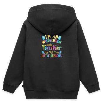 Enseignant d’intervention, Spécialiste de l’intervention - Sweat Premium à capuche zippé enfant bio - noir - Dos - AI Model Kid Male (0cm)