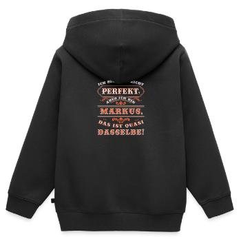 Lustiges MARKUS zum Namenstag mit Name Namens - Kinder Premium Organic Zip Hoodie - Schwarz - Hinten - AI Model Kid Male (0cm)