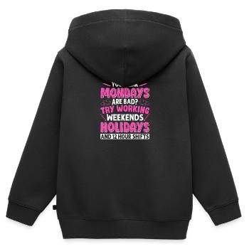 Caregiver Infection Control - Kids Premium Organic Zip-up Hoodie - black - Back - AI Model Kid Male (0cm)
