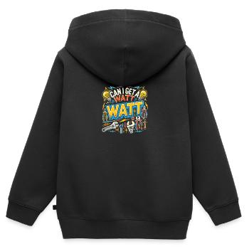 Kann ich ein Watt Watt bekommen? - Kinder Premium Organic Zip Hoodie - Schwarz - Hinten - AI Model Kid Male (0cm)