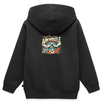 Ich ringe mit Ihnen für 5 Dollar Armdrücken - Kinder Premium Organic Zip Hoodie - Schwarz - Hinten - AI Model Kid Male (0cm)