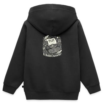 Plot Es baut Charakter auf - Kinder Premium Organic Zip Hoodie - Schwarz - Hinten - AI Model Kid Male (0cm)