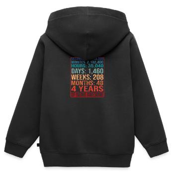 4 ans ! Cadeau d’anniversaire pour 4 ans - Sweat Premium à capuche zippé enfant bio - noir - Dos - AI Model Kid Male (0cm)