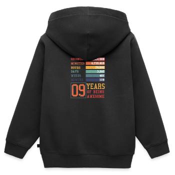 9 ans ! Cadeau d’anniversaire pour 9 ans - Sweat Premium à capuche zippé enfant bio - noir - Dos - AI Model Kid Male (0cm)