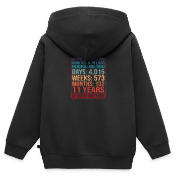 11 ans ! Cadeau d’anniversaire 11e anniversaire - Sweat Premium à capuche zippé enfant bio - noir - Dos - AI Model Kid Male (0cm)