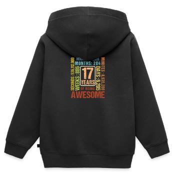 17 ans ! Cadeau d’anniversaire 17e anniversaire - Sweat Premium à capuche zippé enfant bio - noir - Dos - AI Model Kid Male (0cm)
