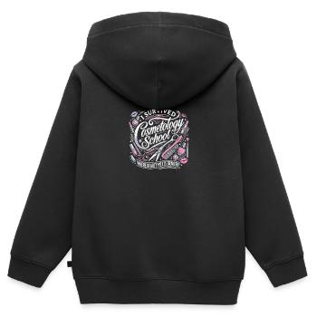 Ich habe die Kosmetikerinnenschule überlebt - Kinder Premium Organic Zip Hoodie - Schwarz - Hinten - AI Model Kid Male (0cm)