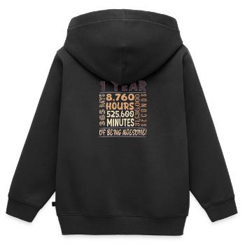 Tenue d’anniversaire pour 1 an ! 1er anniversaire - Sweat Premium à capuche zippé enfant bio - noir - Dos - AI Model Kid Male (0cm)