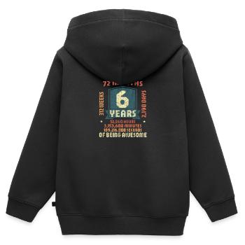 6 ans ! Cadeau d’anniversaire pour 6 ans - Sweat Premium à capuche zippé enfant bio - noir - Dos - AI Model Kid Male (0cm)